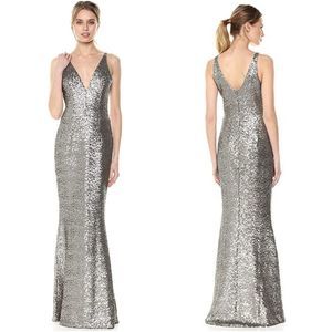 Dress the Population Silver Sequin Maxi Dress